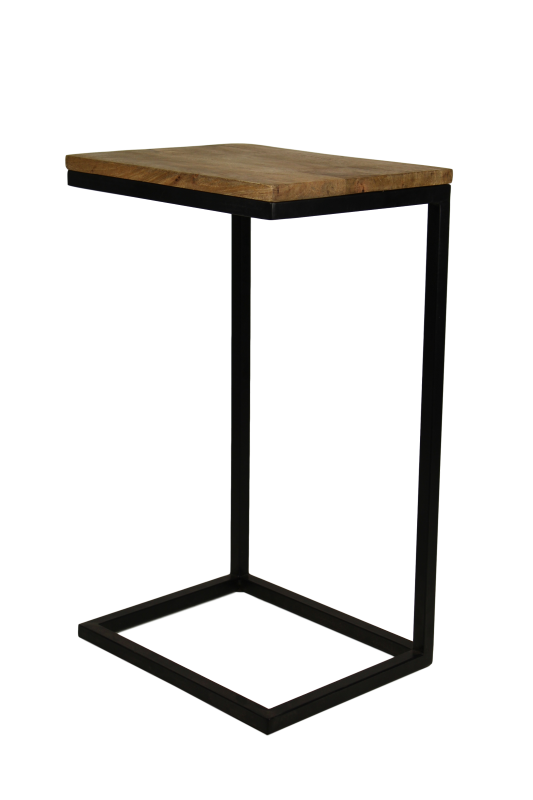 Bijzettafel Lees - 38x30x65 - Naturel/zwart - Mangohout/ijzer HSM