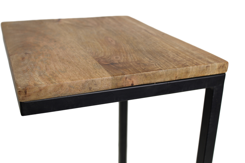 Bijzettafel Lees - 38x30x65 - Naturel/zwart - Mangohout/ijzer HSM