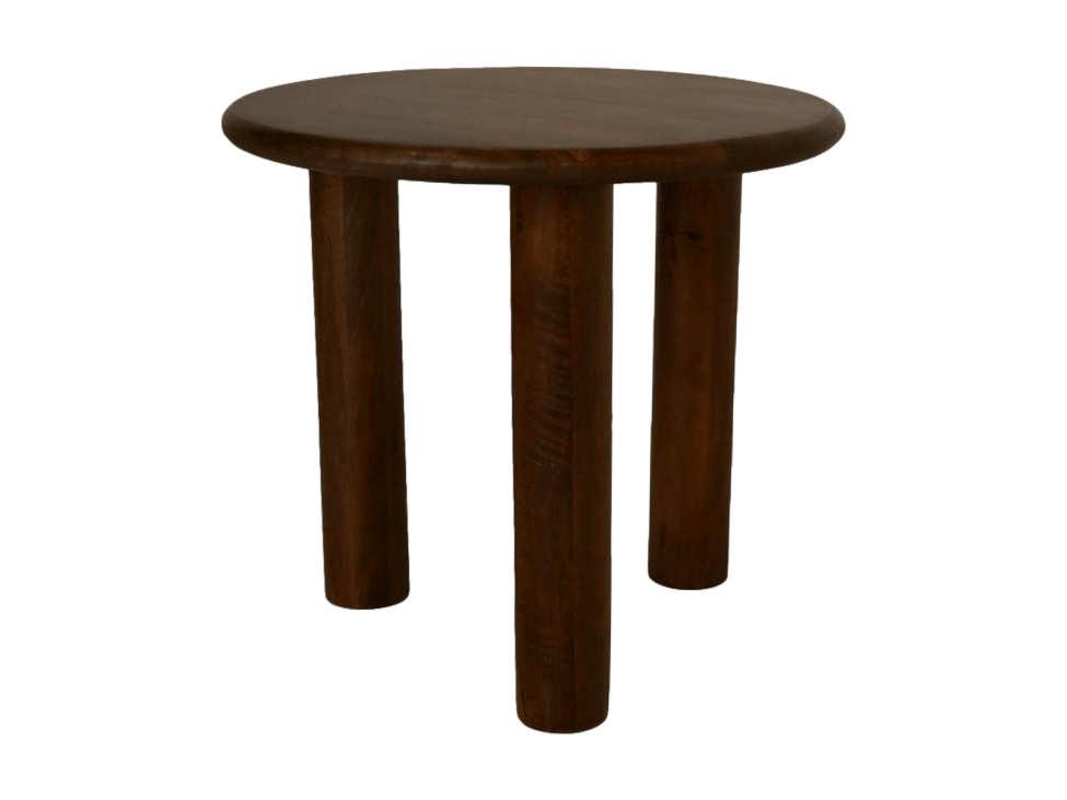 Bijzettafel rond - 50x50x45 - bruin - Mangohout HSM