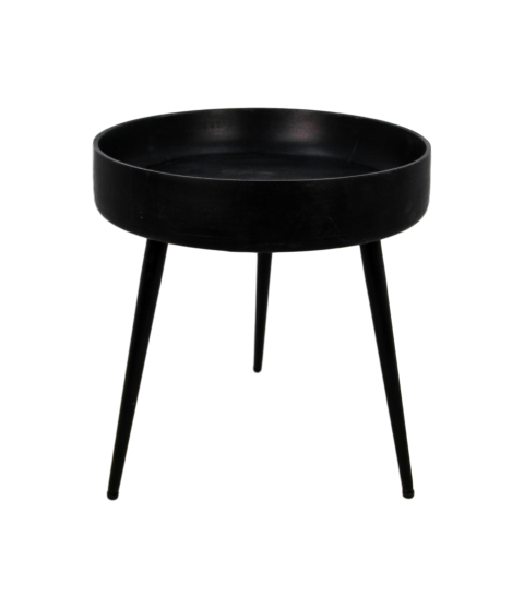 Bijzettafel Ventura - ø40 cm - zwart - mangohout/ijzer HSM