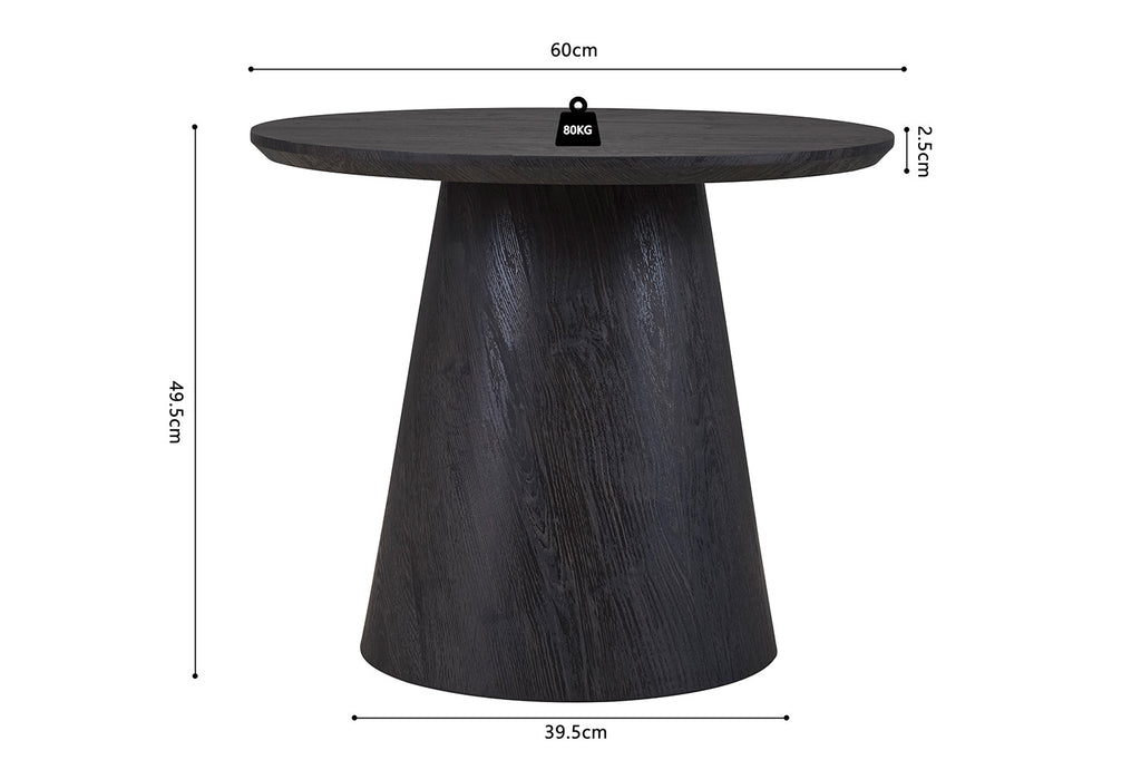 Bijzettafel 'Miklos' 60 cm rond donkerbruin - RS