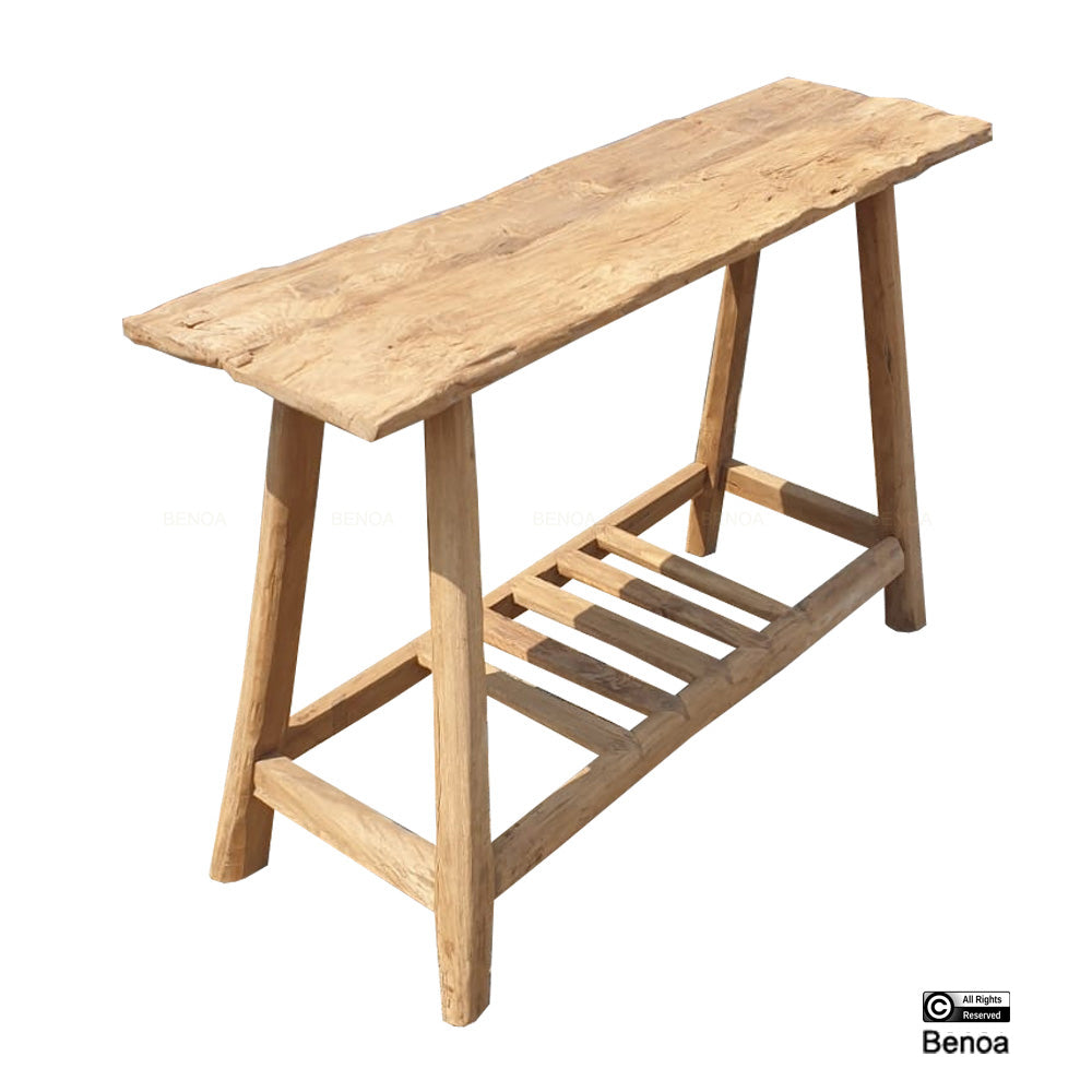 Bijzettafel Blora oude teak met plank 120 BNO