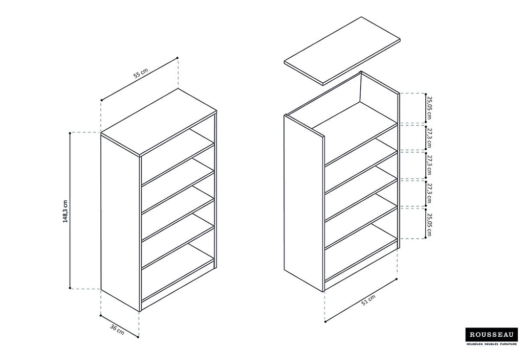 Boekenkast 'Space' 4 planken Sonoma RS