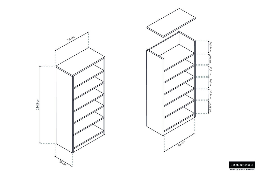 Boekenkast 'Space' 5 planken Sonoma RS