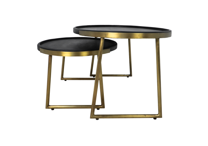 Ovale salontafel Paulson S/2 Mango/Metaal - HSM
