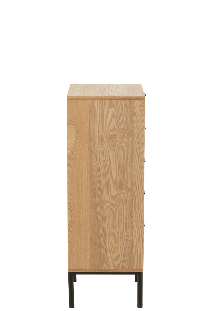Bergkast 5 laden MDF/Metaal Natuurlijk/Zwart - J-LINE
