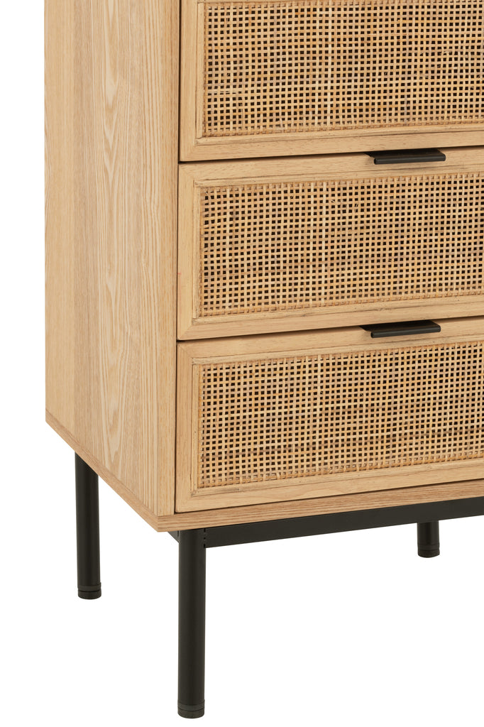 Bergkast 5 laden MDF/Metaal Natuurlijk/Zwart - J-LINE