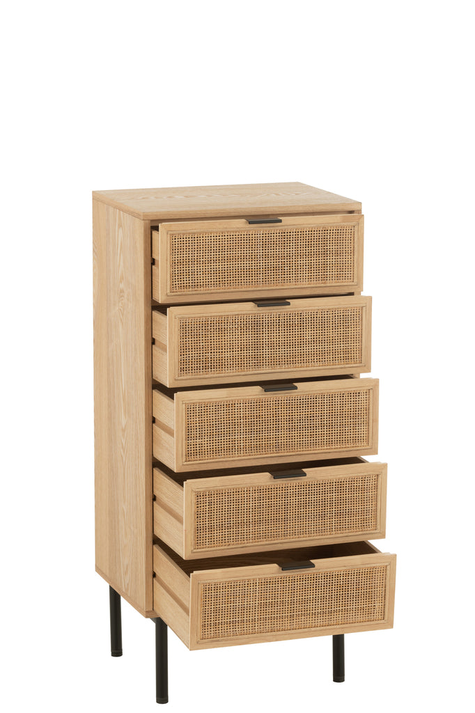 Bergkast 5 laden MDF/Metaal Natuurlijk/Zwart - J-LINE
