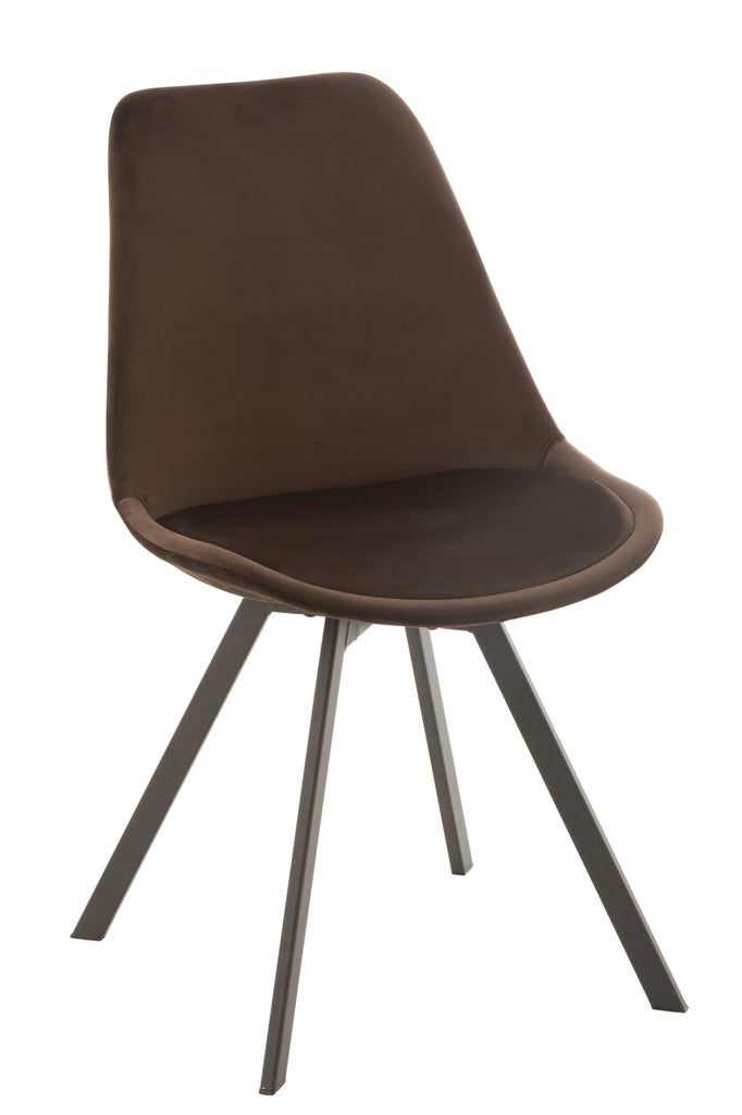 Stoel Helene Metaal/Textiel Donkerbruin - J-LINE