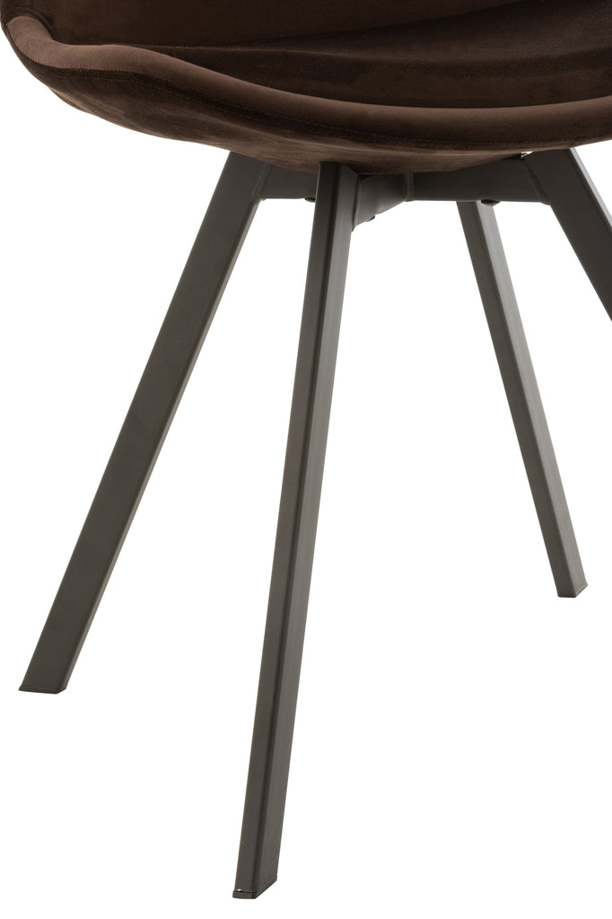 Stoel Helene Metaal/Textiel Donkerbruin - J-LINE