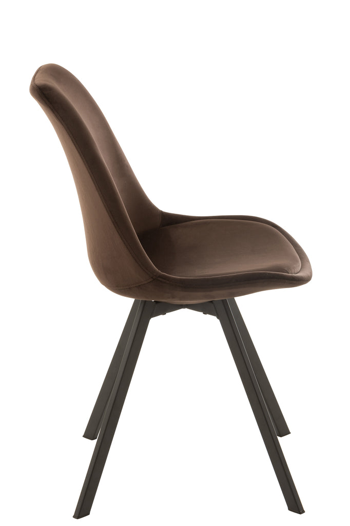 Stoel Helene Metaal/Textiel Donkerbruin - J-LINE