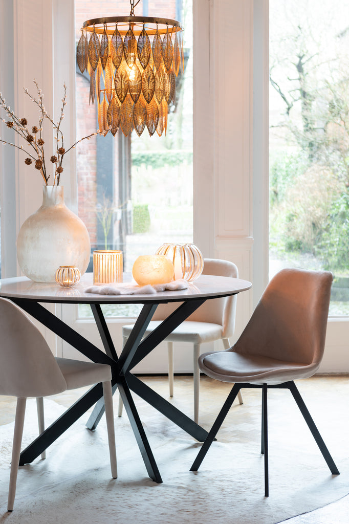 Stoel Helene Metaal/Textiel Beige - J-LINE