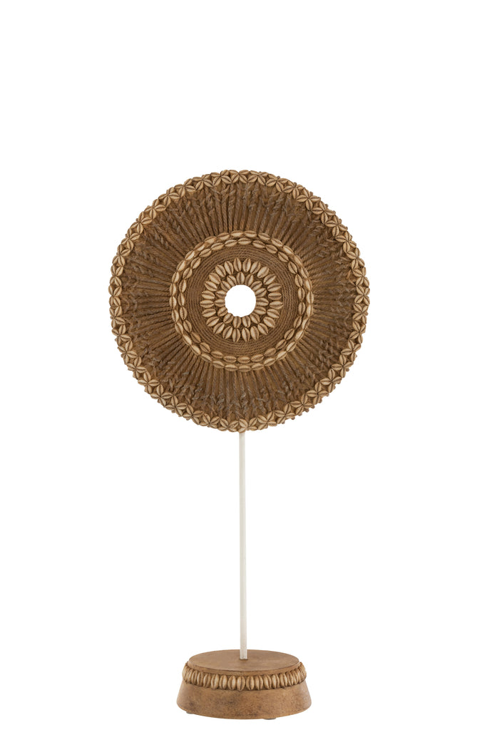Cirkel op voet poly wit/bruin klein - J-LINE