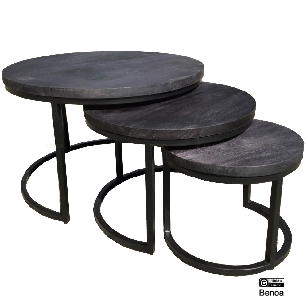 Salontafel Rylee, set van 3, zwart BNO