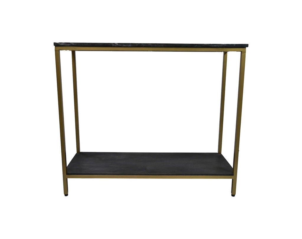 Console tafel - 100x35x86 - Zwart/goud - Marmer/metaal/mangohout HSM