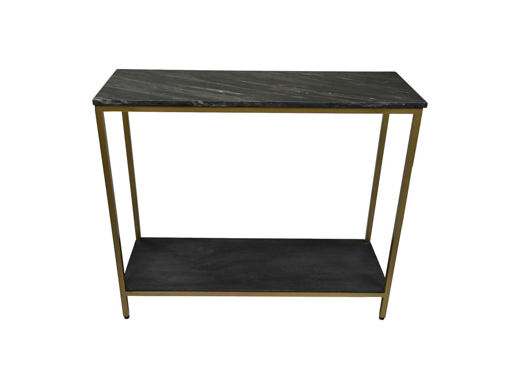 Console tafel - 100x35x86 - Zwart/goud - Marmer/metaal/mangohout HSM