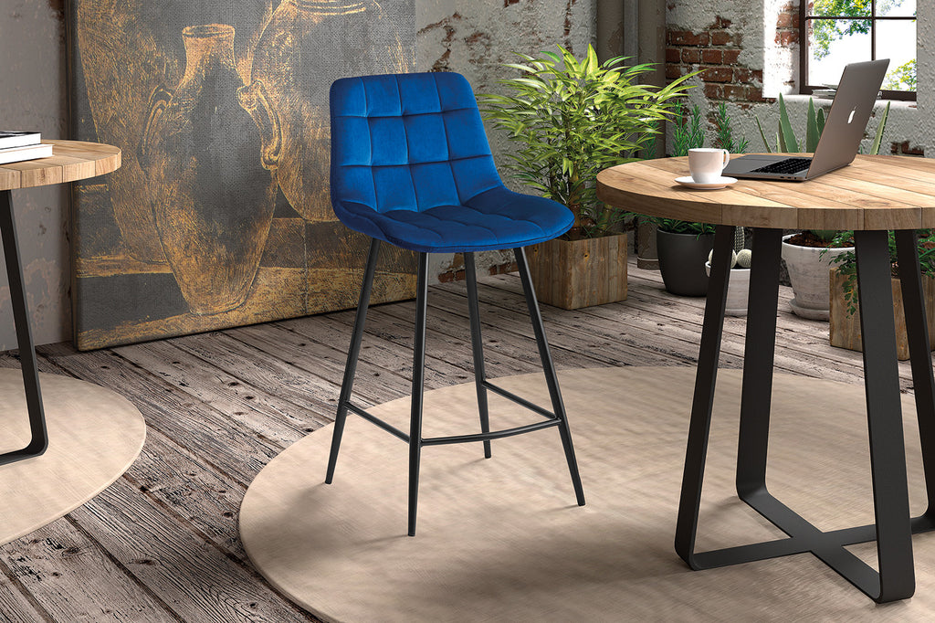 Counterstoel 'Juta' Fluweel Blauw RS