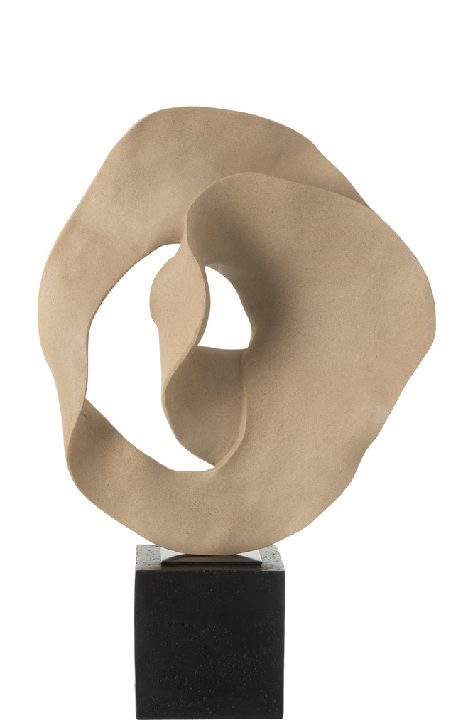 Deco Abstract Op Voet Hars Beige/Zwart - J-LINE