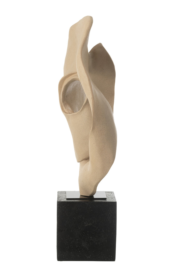 Deco Abstract Op Voet Hars Beige/Zwart - J-LINE