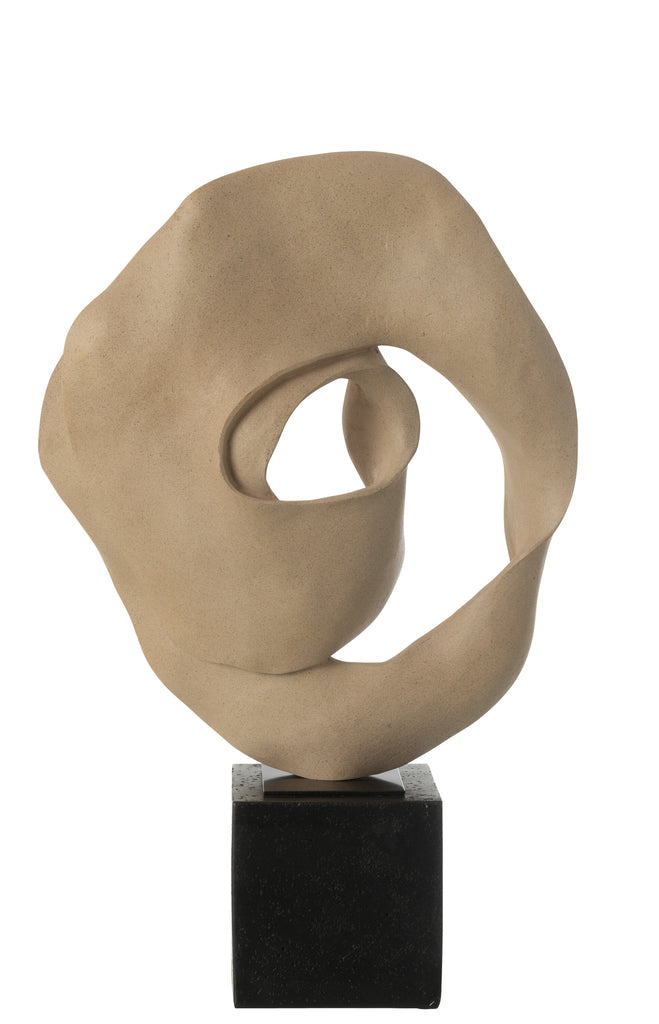 Deco Abstract Op Voet Hars Beige/Zwart - J-LINE