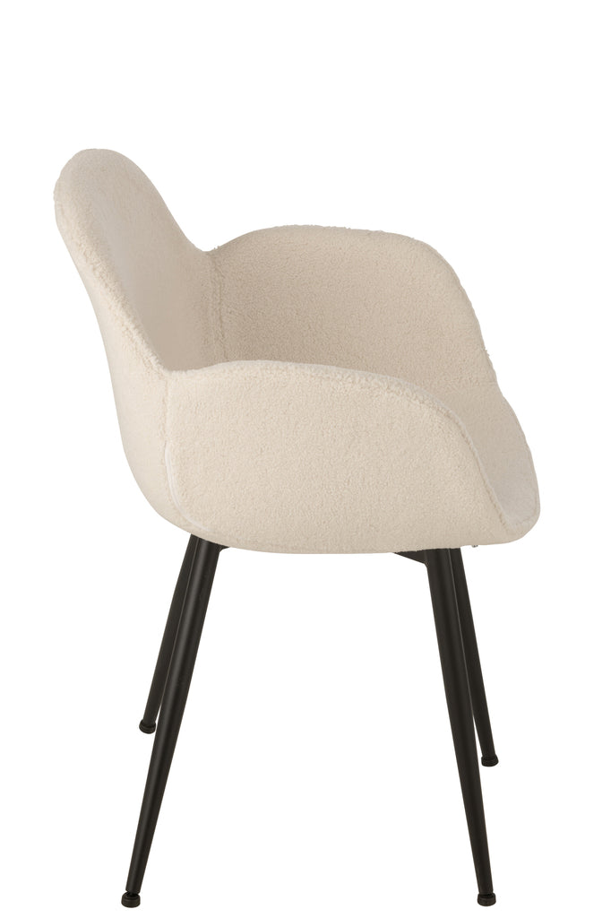 Eetkamerstoel Stof/Metaal Wit - J-LINE