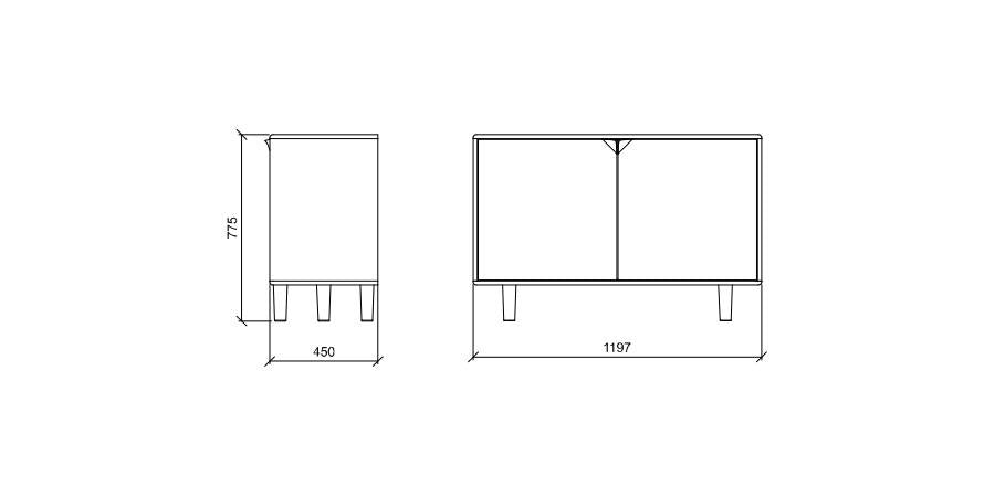 Dressoir Sento 2-deurs eik (4 kleuren) - THS