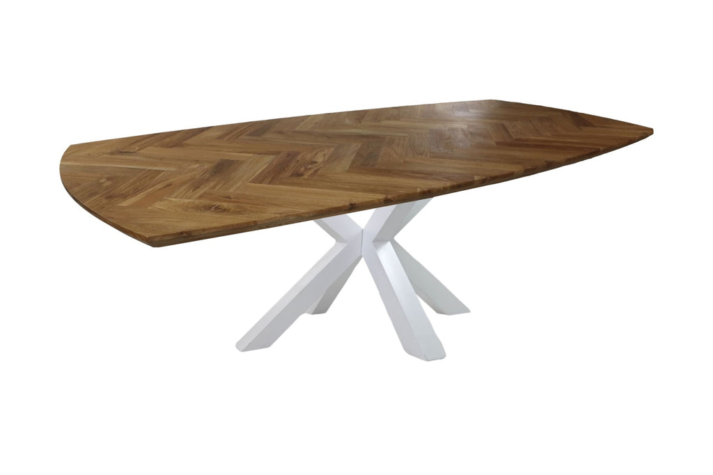 Eettafel Fishbone ovaal 200 naturel-Eiken/Metaal HSM