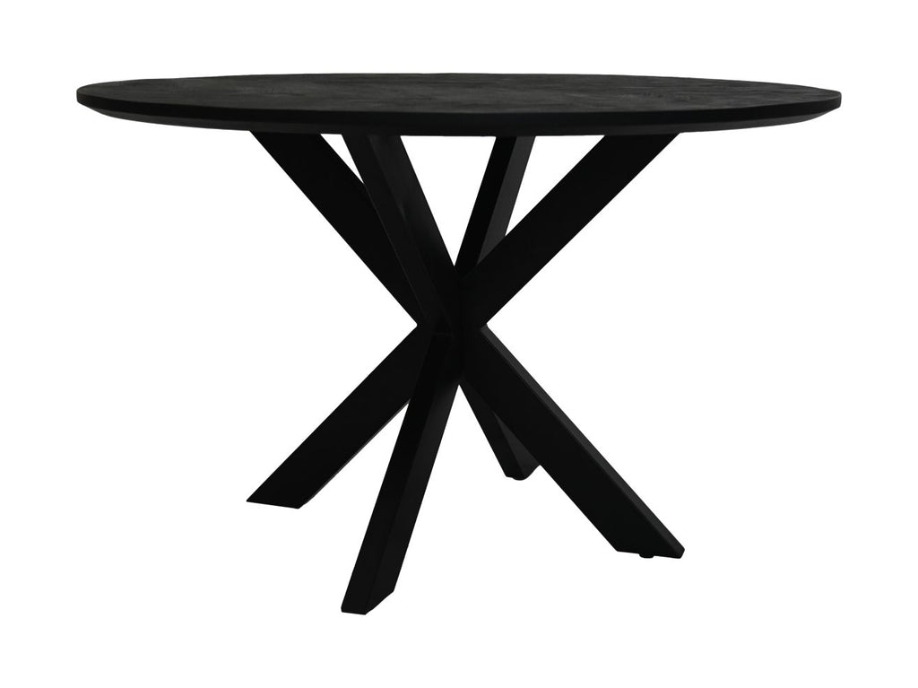Eettafel Mozaik Verona rond - 120x120x77 - Zwart - Mangohout/metaal HSM