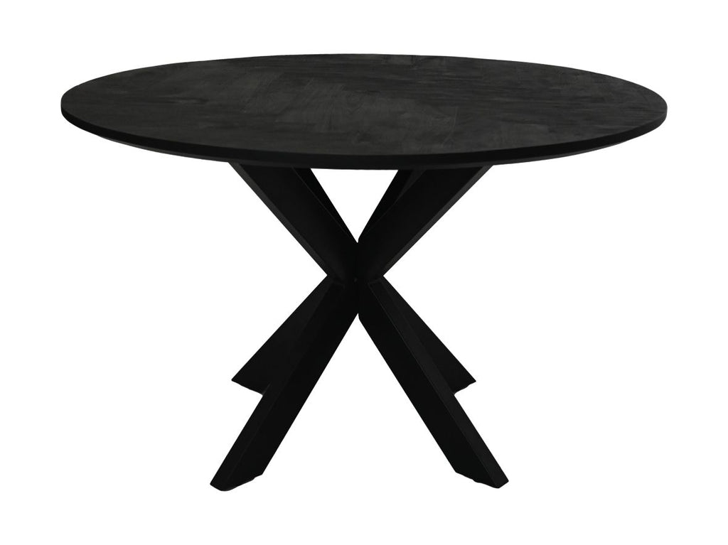 Eettafel Mozaik Verona rond - 120x120x77 - Zwart - Mangohout/metaal HSM