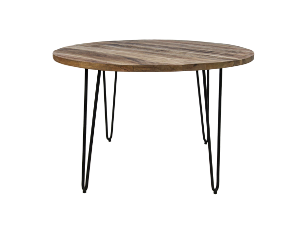 Eettafel Valencia - ø120 cm - Naturel/zwart - Mangohout/metaal HSM