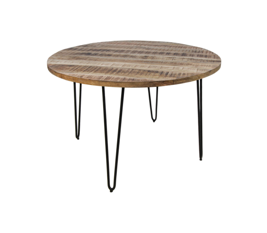 Eettafel Valencia - ø120 cm - Naturel/zwart - Mangohout/metaal HSM