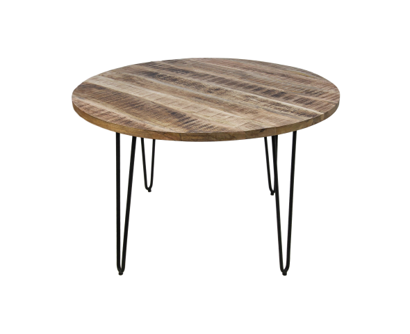Eettafel Valencia - ø120 cm - Naturel/zwart - Mangohout/metaal HSM