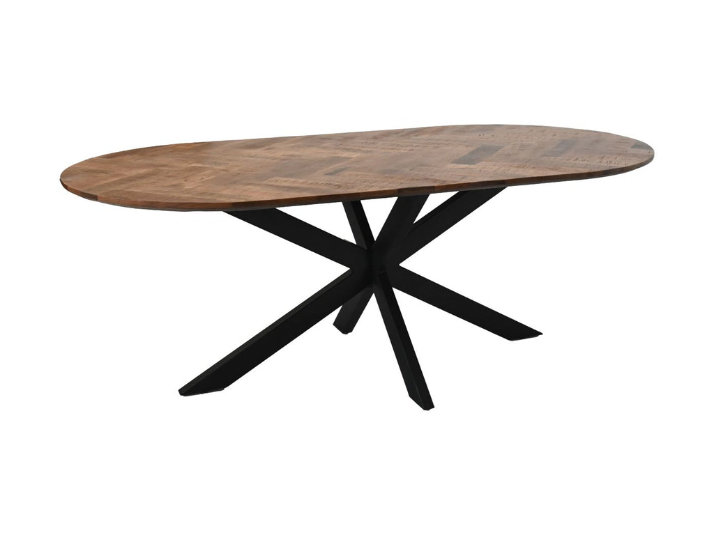 Eettafel Verona ovaal - 220x110x76 - naturel - Mangohout/metaal HSM