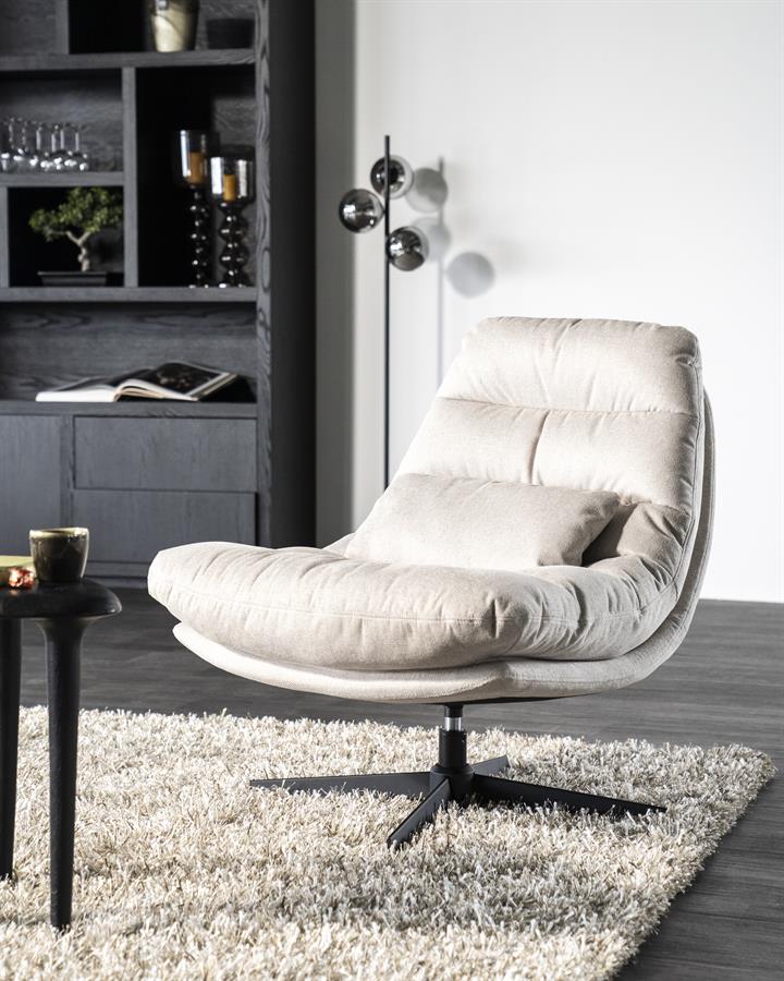 Fauteuil Cooper roterend - polyester - bruin, beige of grijs - ELEO