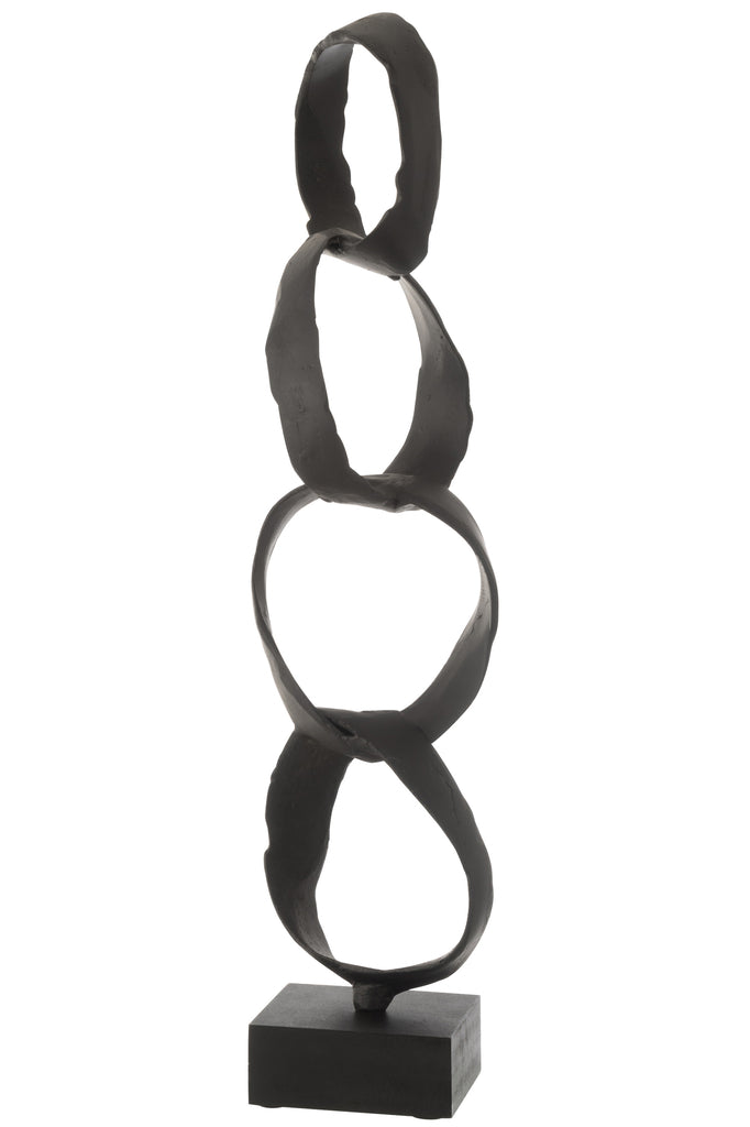 Figuur ringen op voet aluminium zwart groot - J-LINE