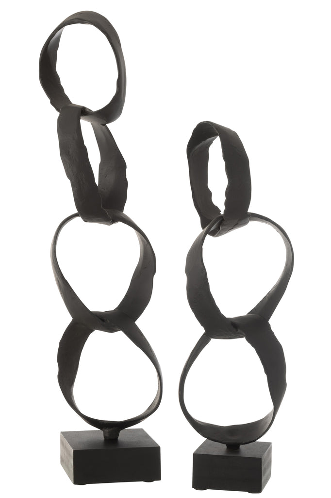 Figuur ringen op voet aluminium zwart groot - J-LINE