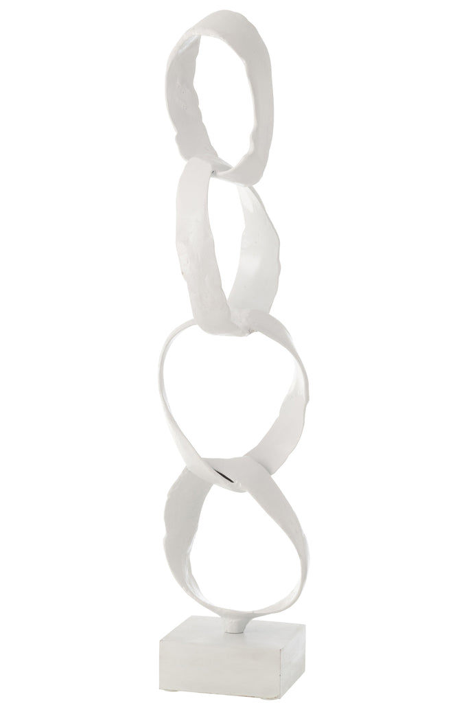 Figuur ringen op voet aluminium wit L - J-LINE