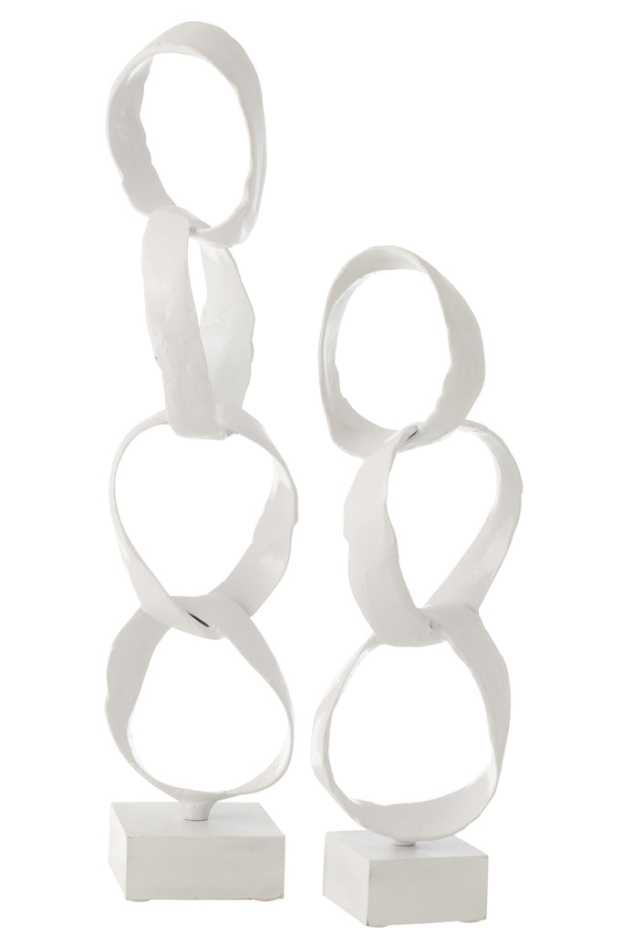 Figuur ringen op voet aluminium wit L - J-LINE