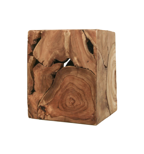 Kubus bijzettafel - 25x25 cm - teak - natuurlijke was HSM