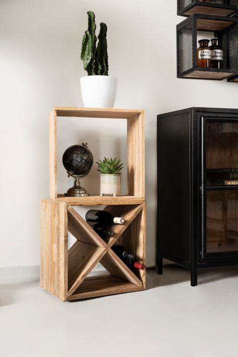 Kubus bijzettafel - gerecycled teak HSM