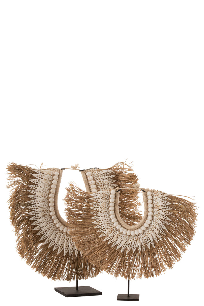 Ketting op standaard Dora schelpen/zeegras wit L - J-LINE
