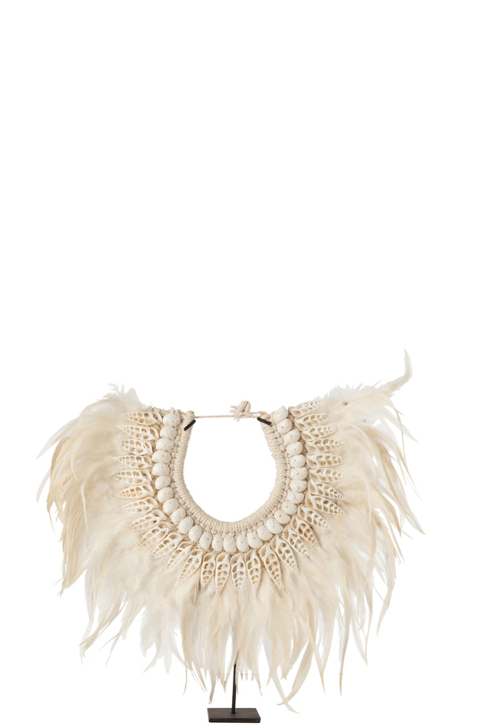 Ketting op standaard Dora Schelpen/Veren Wit S - J-LINE
