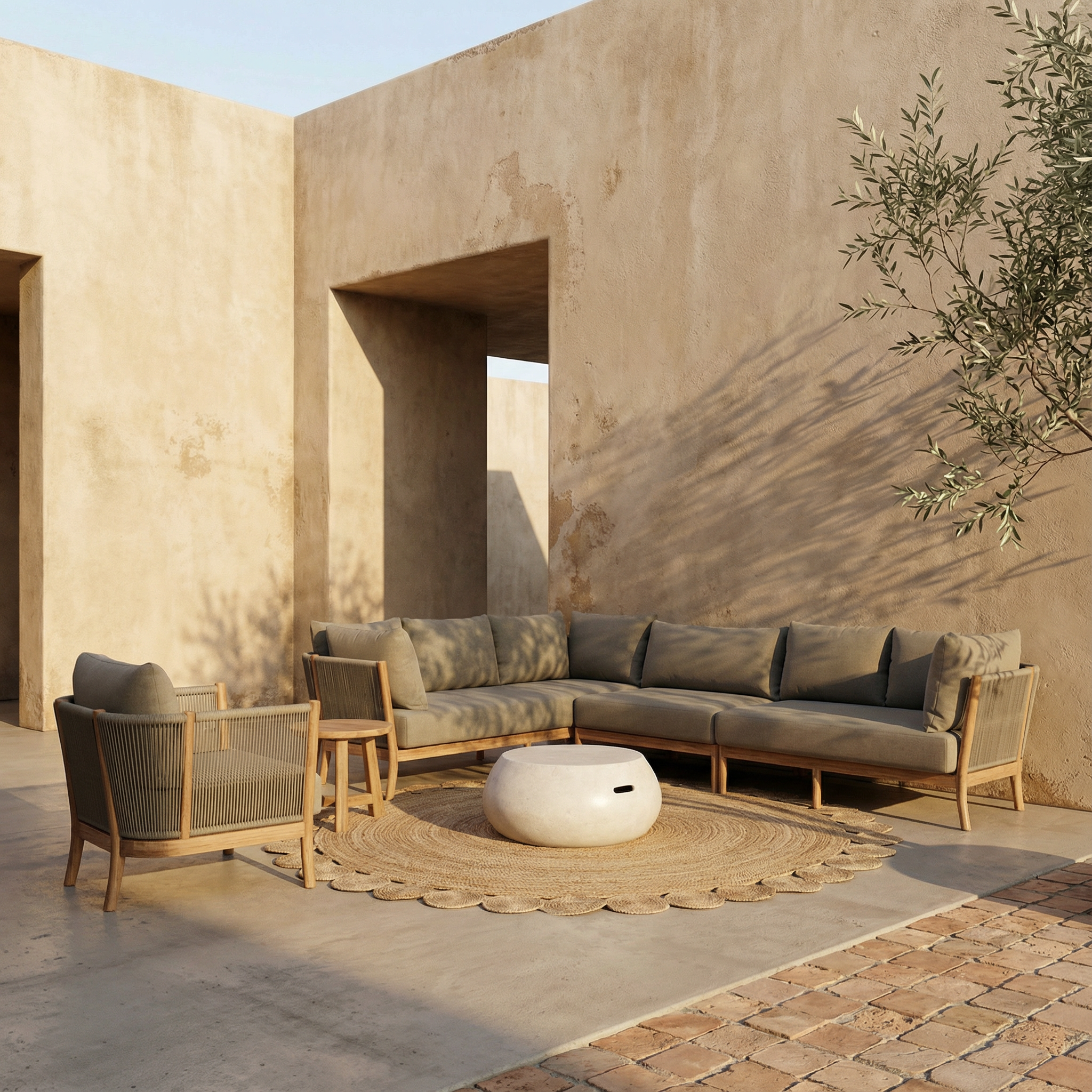 Outdoor lounge set Yuki teak/rope - PRN