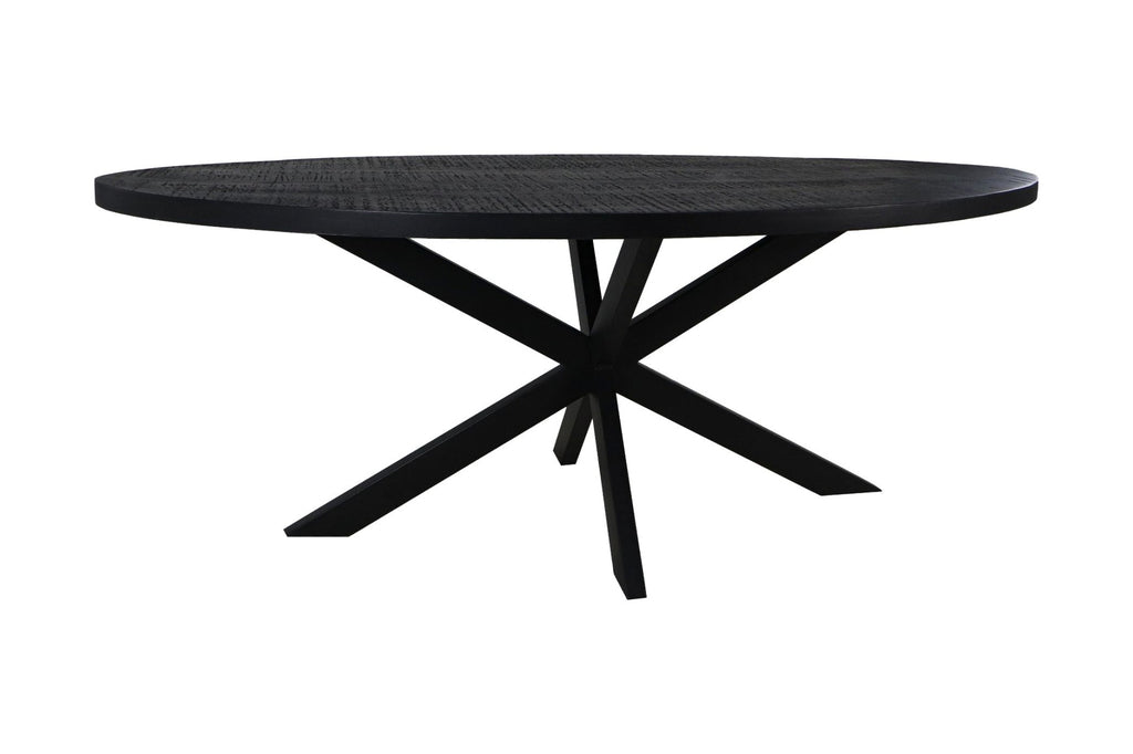 Eettafel Melbourne ovaal 220 Zwart - Mango/Metaal HSM