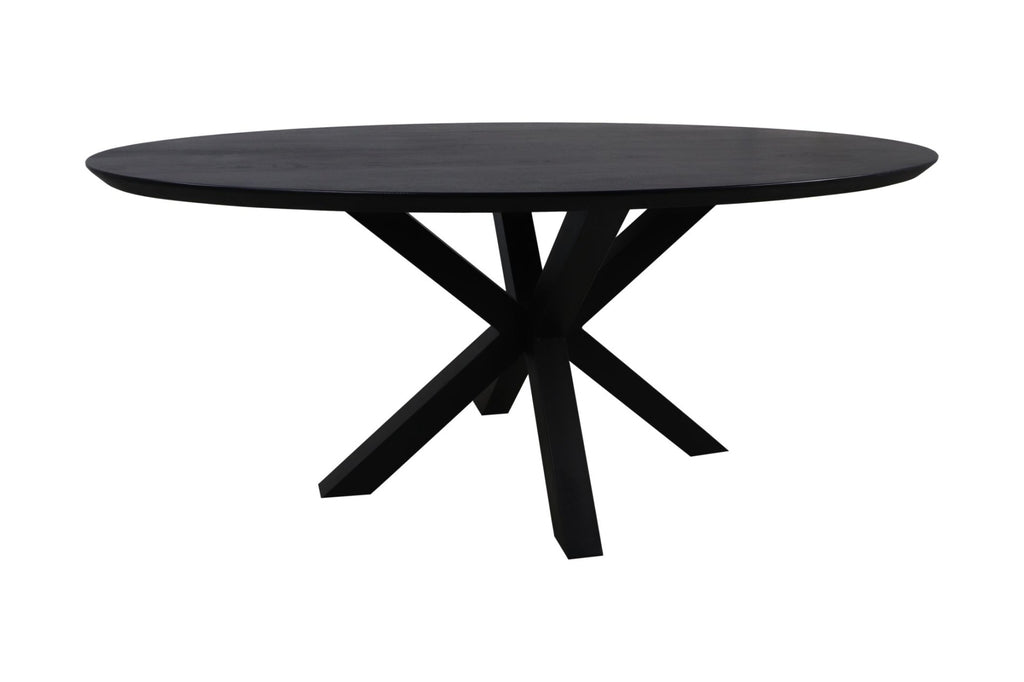 Eettafel Zurich ovaal 180 - zwart - Acacia/Metaal HSM