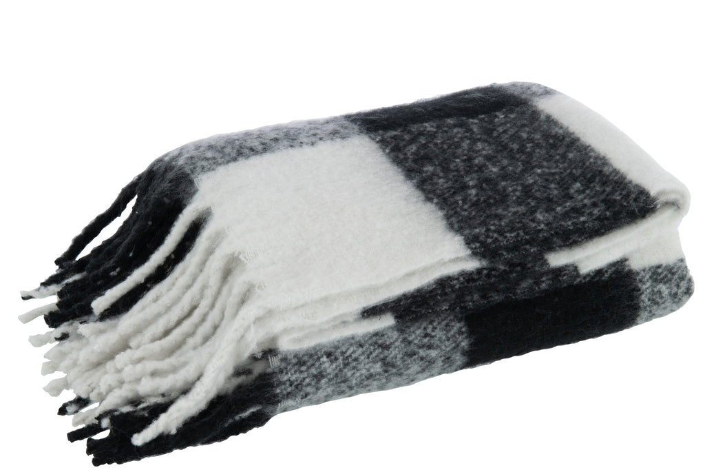 plaid polyester zwart/wit JL