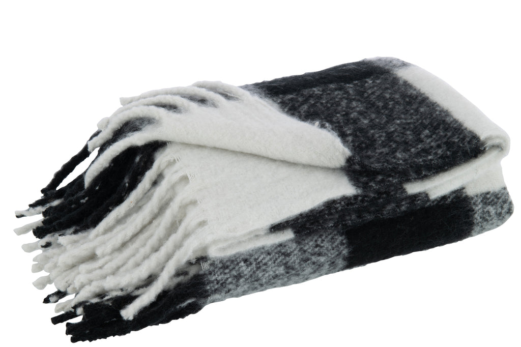 plaid polyester zwart/wit JL