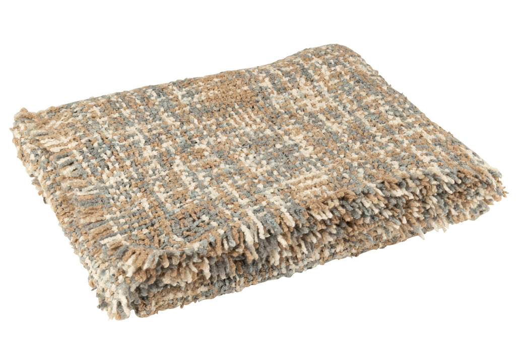 plaid acryl/katoen lichtblauw/beige - J-LINE