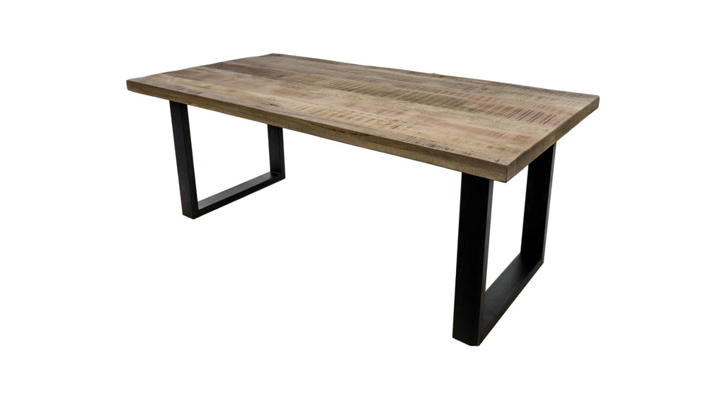 Rechthoekige eettafel Melbourne - 200x100x77 - Naturel/zwart - Mangohout/metaal - HSM