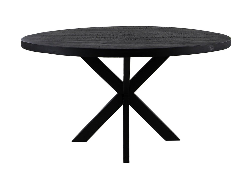 Ronde eettafel Melbourne - ø140x76 - Zwart - Mangohout/ijzer - HSM